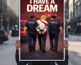 Plakat "No Kings Protest" do druku, "I Have a Dream" przeciwko Trumpowi, "Sprzeciw wobec faszyzmu" na marzec, do pobrania w wersji cyfrowej, plakat na wiec aktywistów politycznych