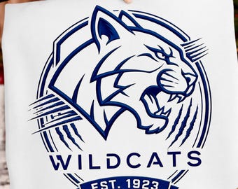 Mascot PNG, Wildcats Doodle Shirt Design - Red, Mascot School, Collage, Football Season PNG, Game Day Sublimation, Digital Download