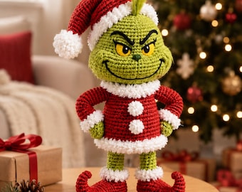 Crochet Pattern Green Christmas Mischief Doll PDF, Santa Amigurumi Holiday Decor, Cute Christmas Character, Instant Download