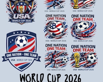 World Cup 2026 Usa Png Bundle, One Nation One Team Soccer Designs, Usa Soccer Png Set, Wc 2026 Digital Download