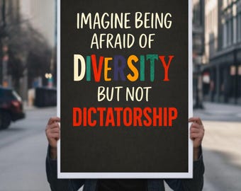 Imagine Being Afraid Of Diveristy SVG PNG jpg pdf, Anti-Trump No Kings Poster For March, Political Activist Rally Sign,digital download