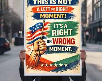 Cartello di protesta "No Kings In America" stampabile, manifesto anti-Trump per la marcia, questo non è un momento di destra o di sinistra, cartello per la manifestazione degli attivisti politici