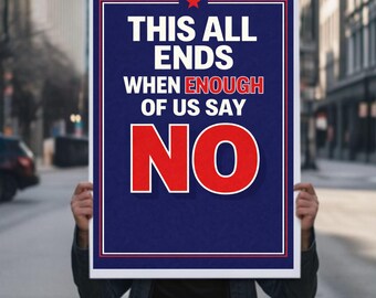 No Kings Protest Sign PRINTABLE, Abolish ICE, Anti-Trump, Resist Fascism Poster For March, Digital Download, Political Activist Rally Sign