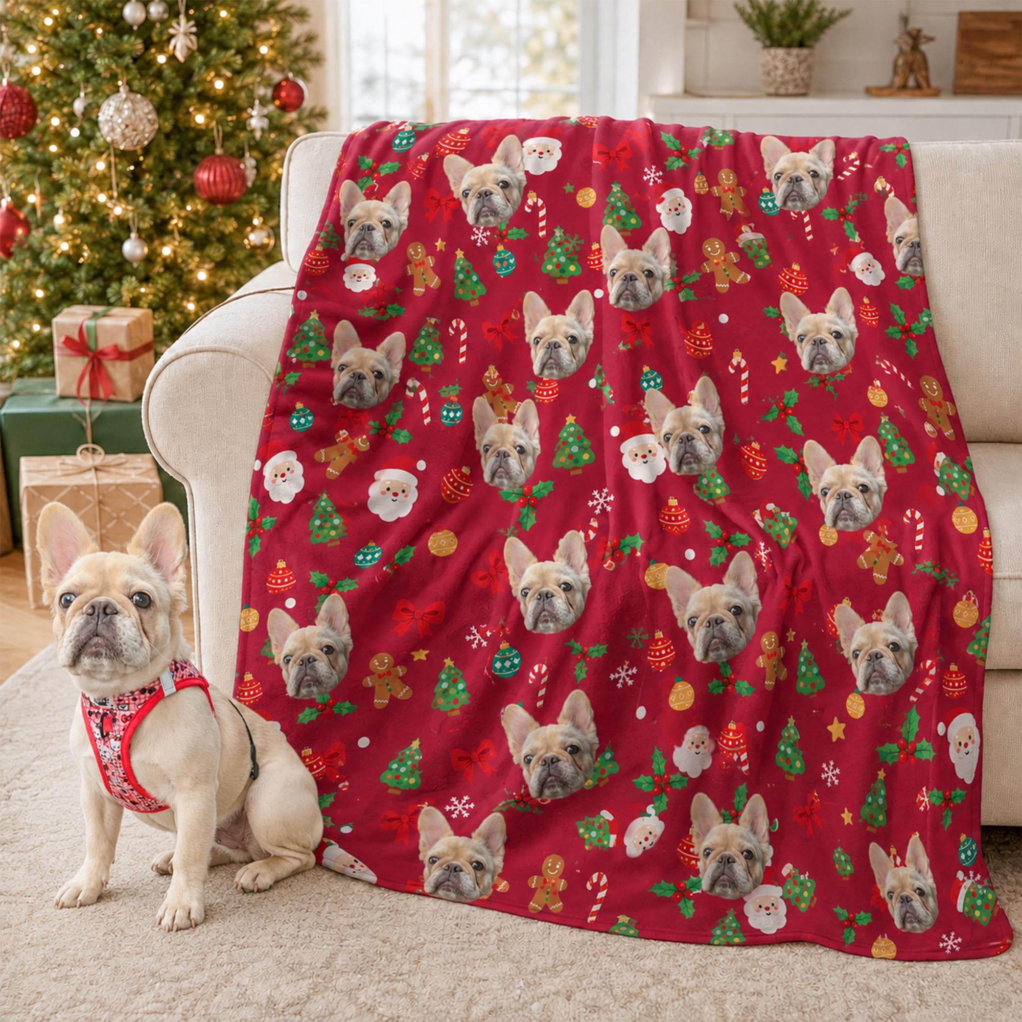 Personalized Pet Blanket, Custom Pet Photo Blanket, Custom Christmas Flannel Throw, Pet Lover Gift, Dog Mom Gift, Holiday Gift for Her