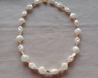 Pearl Bead Choker White and Gold