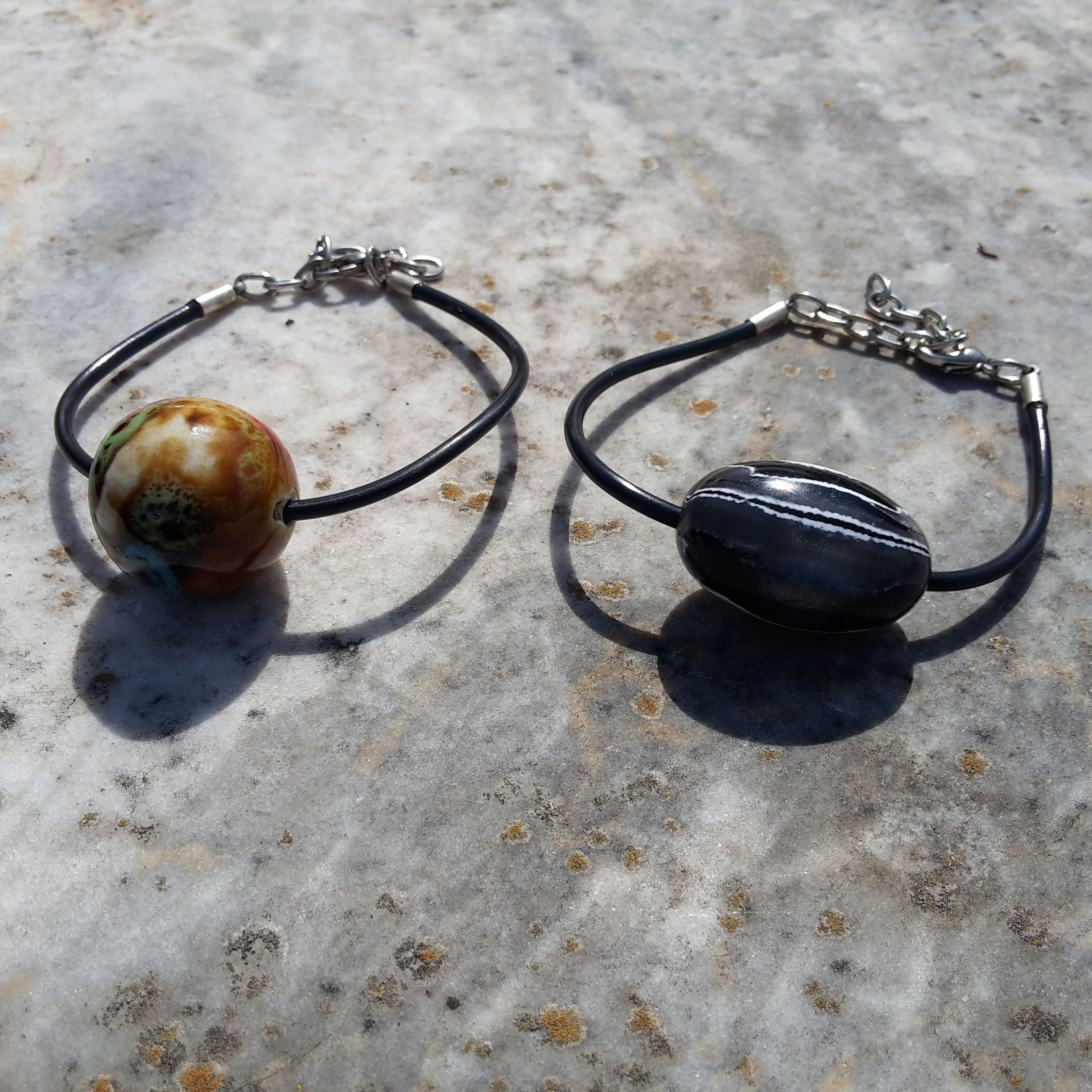 Set of rubber bangle/ooak bangle set Etsy