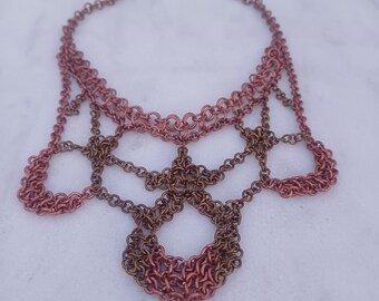 Handwoven chainlink collar moon and star