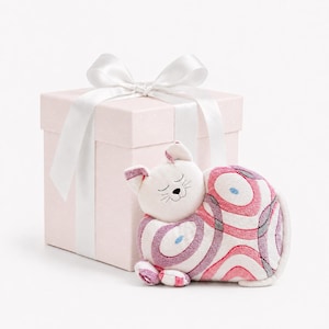 Pink Swirl Cuddly Cat Cushion-Small