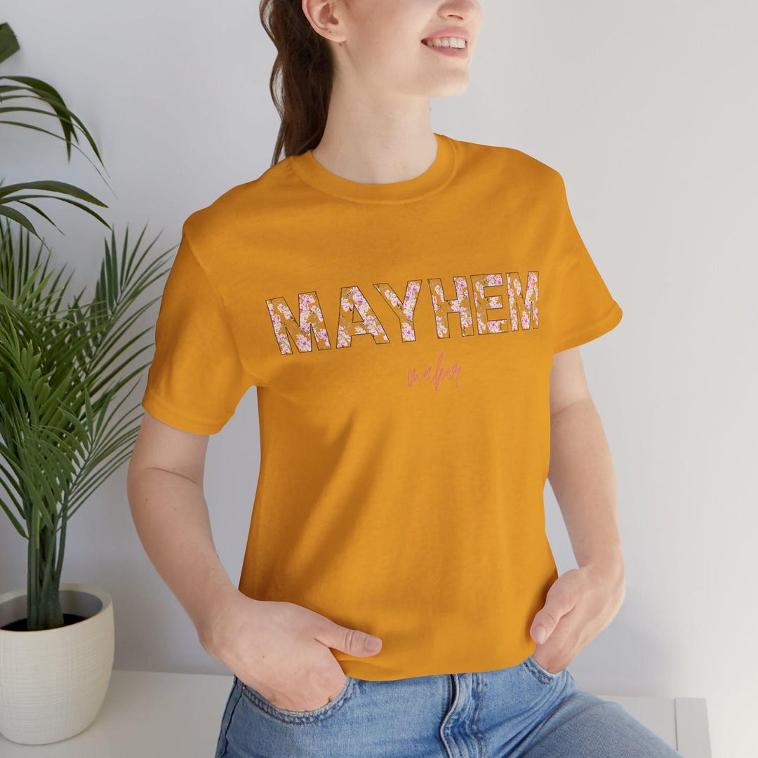 Mayhem Lettering Mayhem Floral Script Tee | White T-shirt, Floral Lettering - Etsy