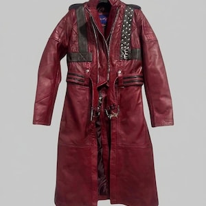 chinese dress ladies Minimal Red Long Sleeves Body Con Women Leather Dress L / Brown main image 1
