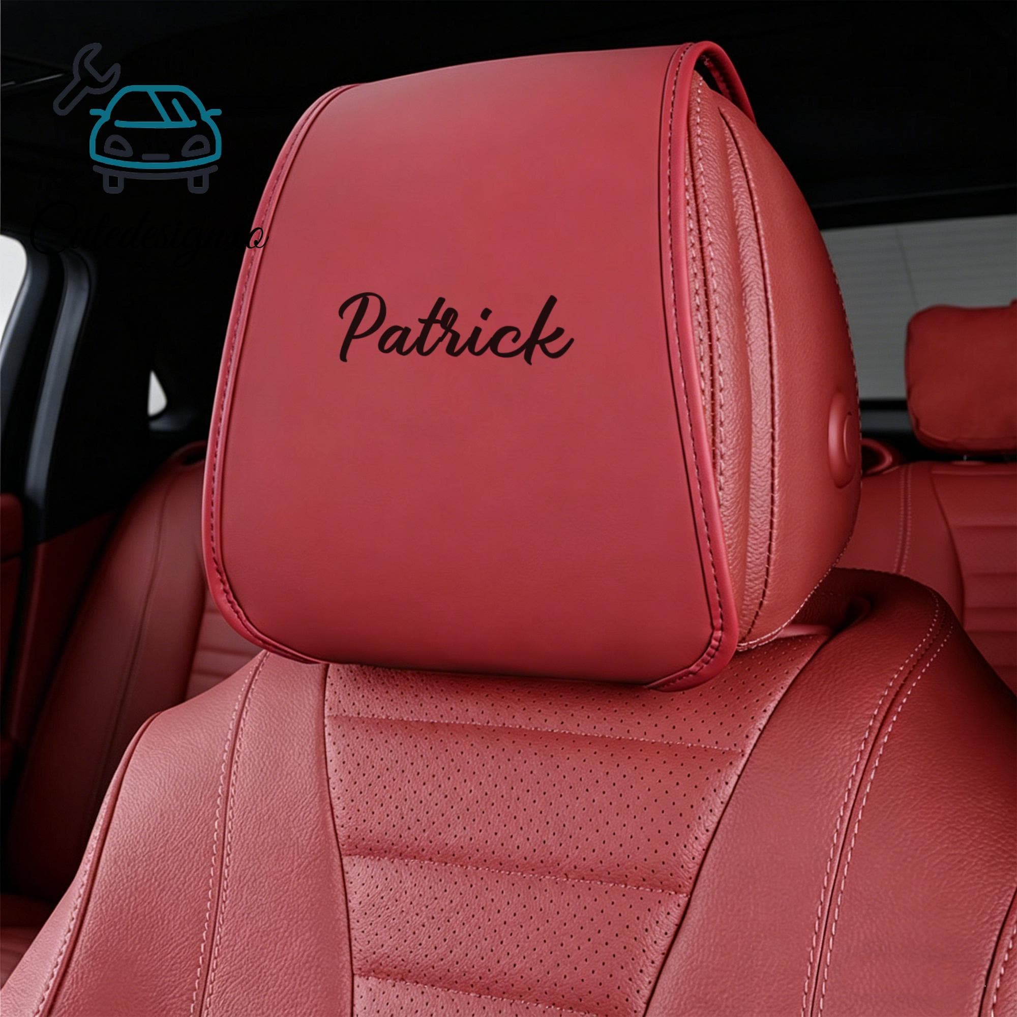 Custom Personalized Monogram Headrest Cover For Truck SUV Car – Grey Embroidered
