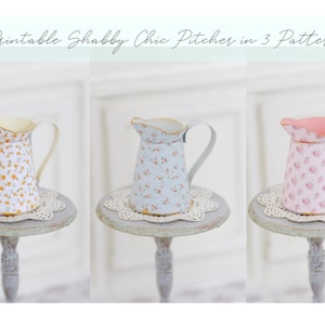 Dollhouse Miniature Printable- 12th scale DIY - Shabby Chic Pitcher in 3 patterns and different sizes [Digital File]
