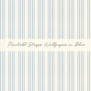 Dollhouse Miniature Printable- 12th scale DIY - Printable Strips Wallpaper in Vintage Blue [Digital File]/Digital Vintage Paper Pattern