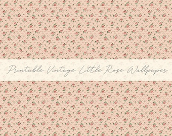 Dollhouse Miniature Printable- 12th scale DIY - Printable Vintage Little Rose Pink Wallpaper[Digital File]