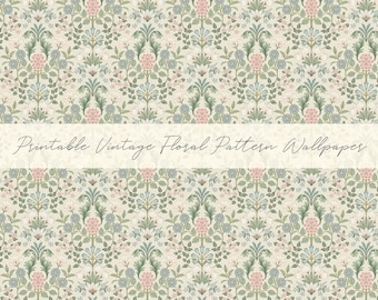 Dollhouse Miniature Printable Wallpaper- 12th scale DIY - Printable Vintage Floral Wallpaper [Digital File]/Digital Vintage Paper Pattern