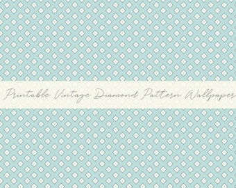 Dollhouse Miniature Printable- 12th scale DIY - Printable Vintage Diamond Pattern in Blue [Digital File]