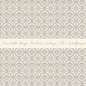 Puede incluir: Diseño de techo, azulejo o papel tapiz beige imprimible. El patrón presenta un diseño geométrico repetitivo de color beige claro sobre un fondo blanco.