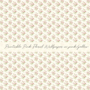 Dollhouse Miniature Printable- 12th scale DIY - Printable Pink Floral Wallpaper in pink/yellow[Digital File]/Digital Vintage Paper Pattern