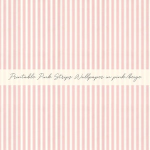 Dollhouse Miniature Printable- 12th scale DIY - Printable Pink Stripes Wallpaper in pink/beige[Digital File]/Digital Vintage Paper Pattern