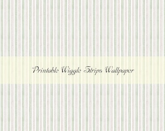 Dollhouse Miniature Printable- 12th scale DIY - Printable Wiggle Strips in Green Wallpaper [Digital File]/Digital Vintage Paper Pattern