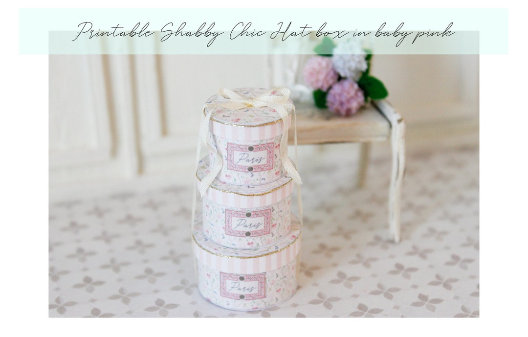 Dollhouse Miniature Printable- 12th Scale DIY - Shabby Chic Hatbox in ...