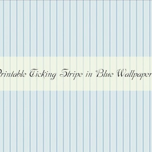 May include: Printable Ticking Stripe in Blue Wallpaper. A light blue background with thin white vertical stripes.