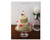 Dollhouse miniature wedding cake- My Garden Cake