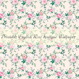 Dollhouse Miniature Printable- 12th scale DIY - Printable Rose Pattern Wallpaper [Digital File]/Digital Vintage Paper Pattern