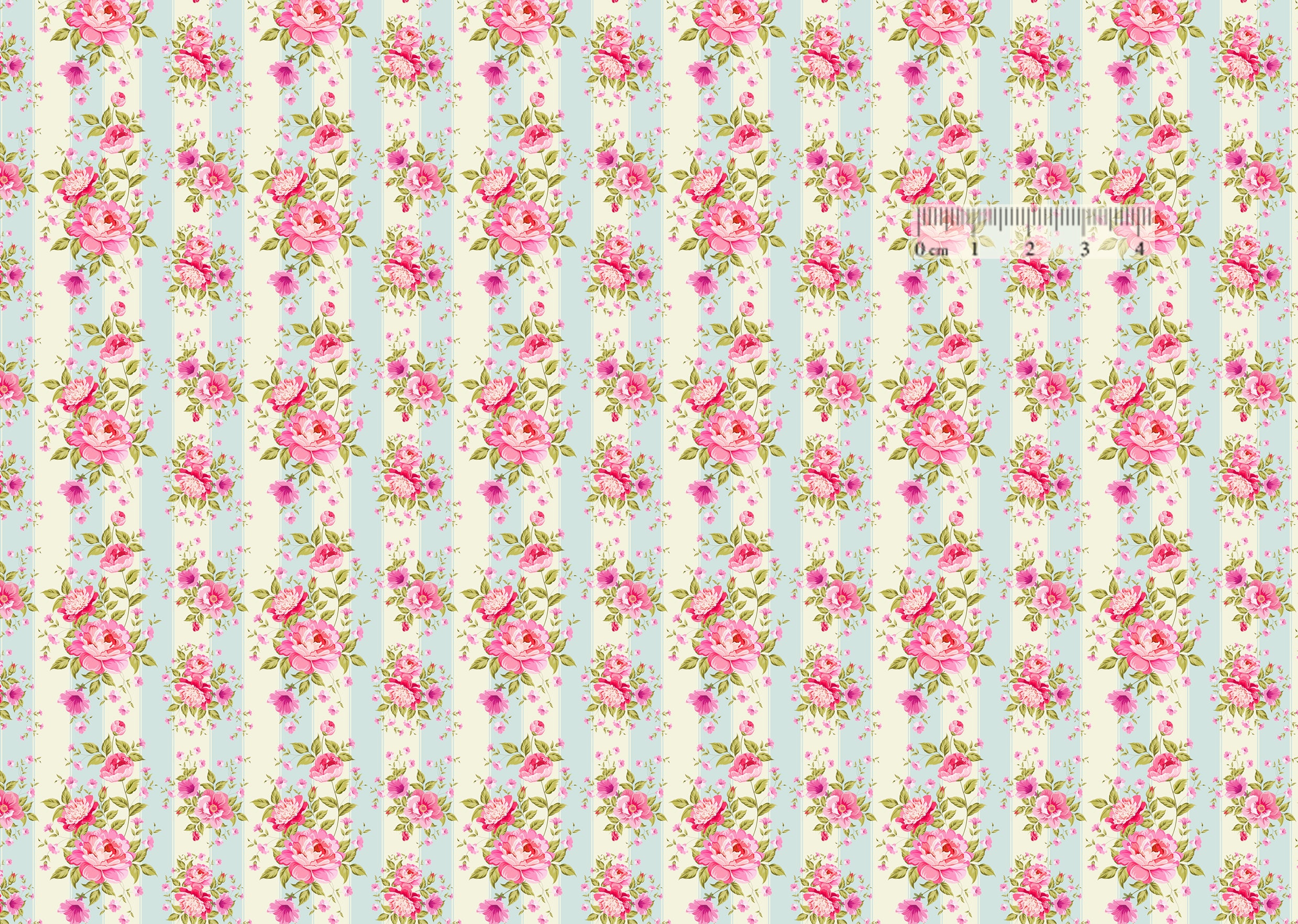 Dollhouse Gold /Green Flower Wallpaper Pattern 1:12 Scale Miniature | UK