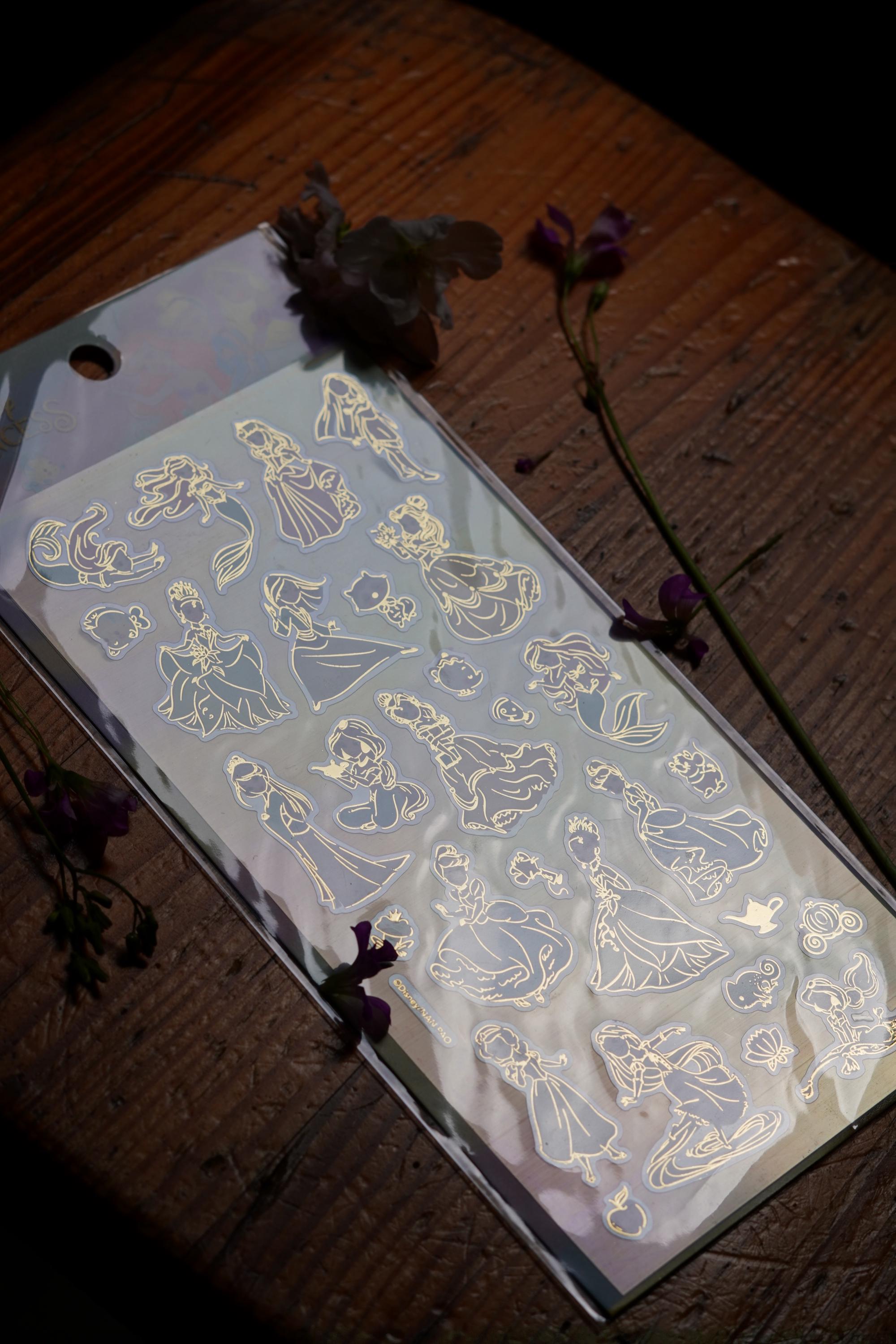 Disney Princess Gold-foiled Sticker Sheet Stationary Snow White Ariel ...