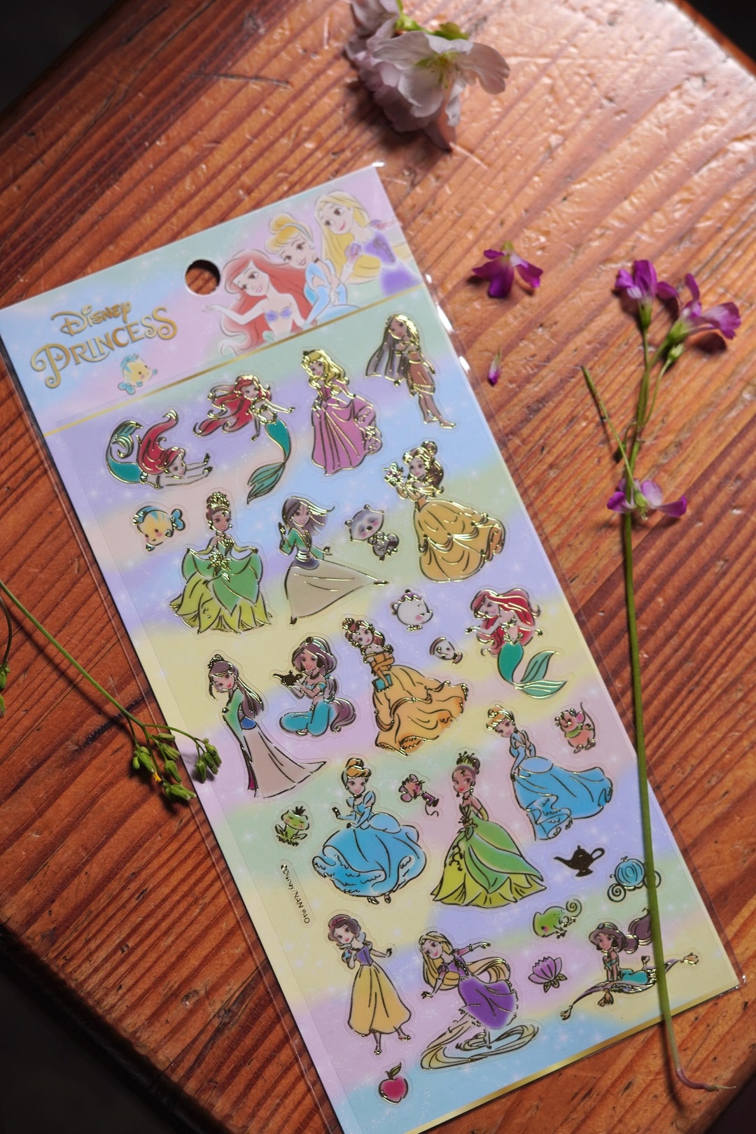 Disney Princess Gold-foiled Sticker Sheet Stationary Snow White Ariel ...