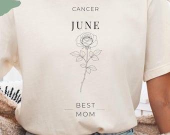 Personalized Birth Flower & Zodiac Shirt for Mom, Custom Name Astrology Birth Month Flower Tee, Unique Mother’s Day Gift, Mom Birthday Shirt