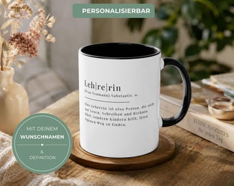 Personalisierte Lehrertasse mit Name | Geschenk für Lehrer & Lehrerin | Definition Tasse | Abschied Schule | Danke Lehrer