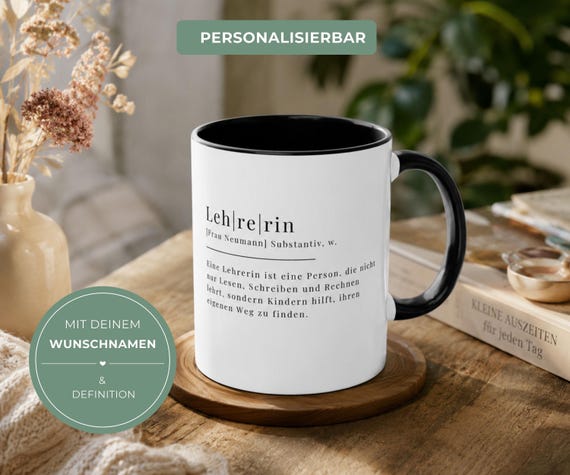 Personalisierte Lehrertasse mit Name | Geschenk für Lehrer & Lehrerin | Definition Tasse | Abschied Schule | Danke Lehrer