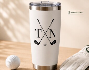 Personalized Golf Tumbler with Initials | Custom Golf Gift for Men | 20oz Stainless Steel Travel Mug | Golfer Gift | Monogram Cup