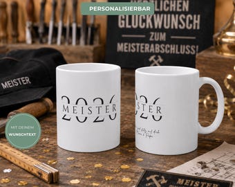 Meister 2026 Tasse personalisiert – Geschenk zum Meisterabschluss Handwerk | Meisterprüfung bestanden | Handwerker Geschenk
