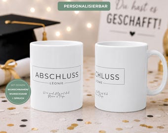 Personalisierte Abschluss Tasse 2026 – Geschenk zum Schulabschluss, Abschlussgeschenk mit Name oder Jahr, Realschule Abi Studium Ausbildung