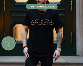 Personalized Pilot Tee, Custom Flight Mode T-Shirt, Aviation Shirt, Minimalist Graphic, Gift for Pilots & Travelers, Custom Text, avgeek