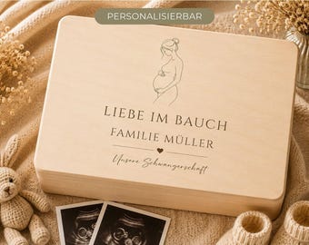 Personalisierte Schwangerschaft Erinnerungsbox aus Holz | Baby Erinnerungskiste | Geschenk für werdende Eltern | Ultraschall Box