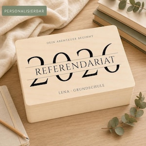 Geschenk Referendariat personalisiert | Holzbox zum Referendariatsstart | Lehramt Grundschule Gymnasium | Erinnerungsbox mit Namen 2026