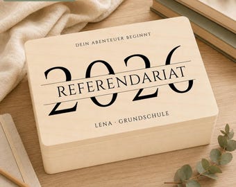 Geschenk Referendariat personalisiert | Holzbox zum Referendariatsstart | Lehramt Grundschule Gymnasium | Erinnerungsbox mit Name 2026