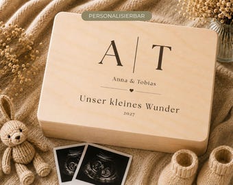 Schwangerschaftsbox personalisiert | Erinnerungsbox Schwangerschaft | Holzbox mit Initialen | Baby Erinnerungskiste | Geschenk | Mom to Be