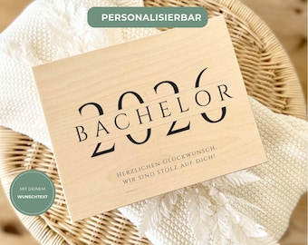 Bachelor Geschenk personalisierte Holzbox | Abschluss Geschenk Studium | Bachelor 2026 Geldgeschenk Box mit Druck | Uni Abschluss Geschenk