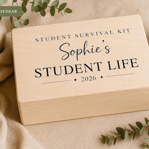 Geschenk zum Studienbeginn personalisiert | Student Survival Kit Holzbox | Geschenk Student Studium | Uni Start Geschenk mit Namen