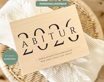 Holzkiste Abitur 2026 personalisiert | Geldgeschenk Box Abi | Geschenk Abiturient | Holzbox mit Druck | Erinnerungsbox Abschluss
