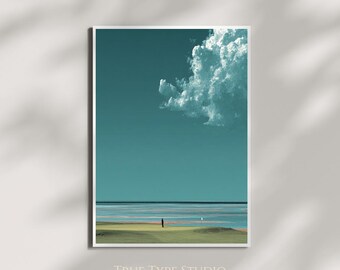 Lámina minimalista moderna de golf - Arte mural de golf con textura - Póster del US Open - Decoración del Masters - Arte deportivo - Rory McIlroy - Golf panorámico en el océano