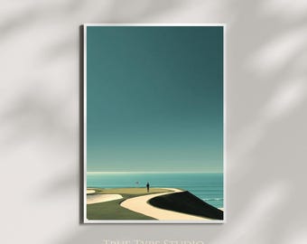 Lámina minimalista moderna de golf - Arte mural de golf con textura - Póster del US Open - Decoración del Masters - Arte deportivo - Rory McIlroy - Escena tranquila de golf