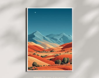Georgia O'Keeffe Inspired Landscape Print – Desert Mountain Wall Art - Mountain Range Museum Gallery Style Poster - Home Wall Art Gift
