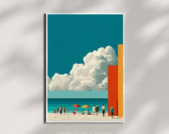 Minimalist Abstract People on Beach in Summer Wall Art - Milton Avery Inspired Print - Art Gift - Coastal Beach Summer Canvas Print