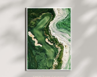 Colourful Werner Bronkhorst Inspired Modern Golf Print- Textured Golfing Wall Art - The US Open Poster - The Masters Decor - Sport Art